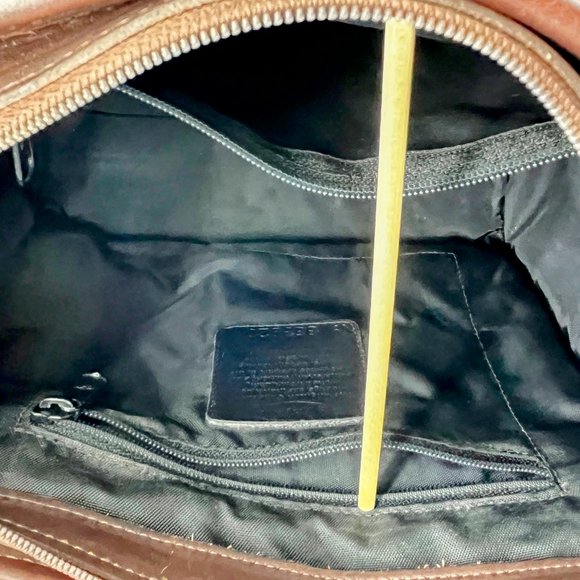 BRIGHTON  BLACK NYLON CROC BROWN EMBOSSED LEATHER SHOULDER DOUBLE BRAIDED STRAPS - Picture 3 of 12